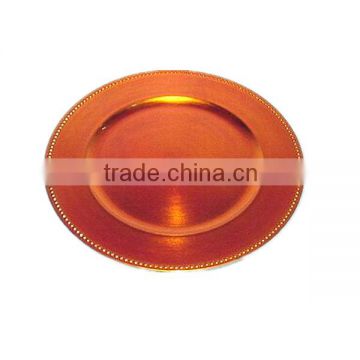 Plastic decorative orange charger plates