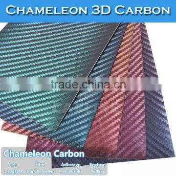 CARLIKE Self Adhesive Film 3D Chameleon Carbon Fiber Stretch Wrap Sticker