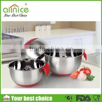 Single handle mixing bowl with silica gel bottom/stainless steel mixing bowl/stainless steel fruit bowl