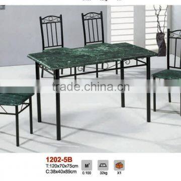 Green color marble dining table with 4 chairs