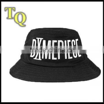 black customized 100% cotton bucket hats with lettersflat embroidey