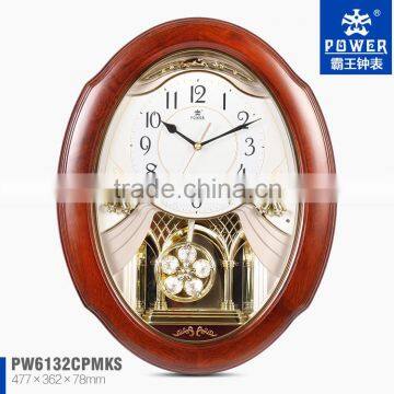 Wooden Case Large Decorative Big Pendulum Antique Wooden Wall Clock With 18 Music For Chiming And Sweep Quartz Clock Movement