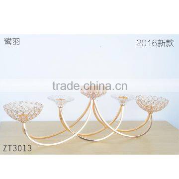 72cm width X 23.5cm High Luxury Gold Semi-rotary article Chroming Metal Base Crystal Candle Holder
