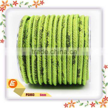 Green 6mm Real Fashion Snakeskin Leather Cord Stitched Outside photo-3