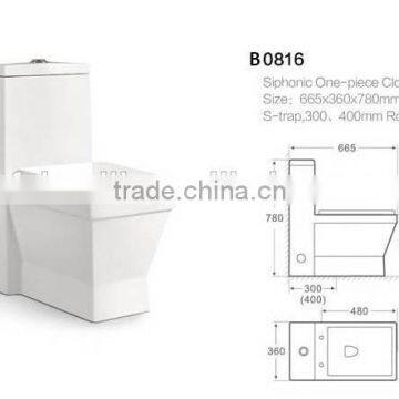 Economic Square Siphonic One Piece Wall Back wc Water Close B0816 photo-2