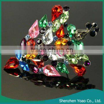 Colorful Christmas Tree Shaped Rhinestone Brooch