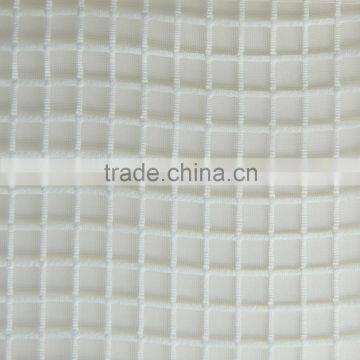 plain dyed mesh background with fancy 100% polyester dobby check jacquard fabric