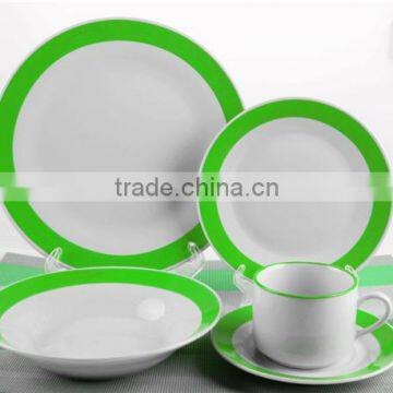 High grade dinner set porcelain crockery items with color band