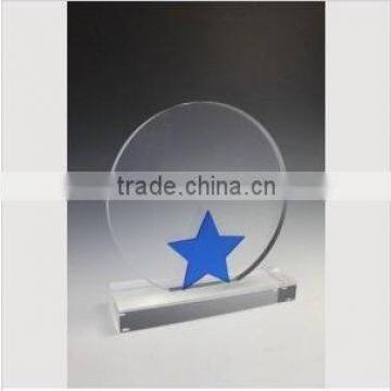 Wholesale Blank clear crystal glass round shape star awards plaque