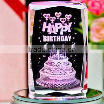 Elegant Light Base Crystal Led Glass 3D Laser For Wedding Souvenir Gifts