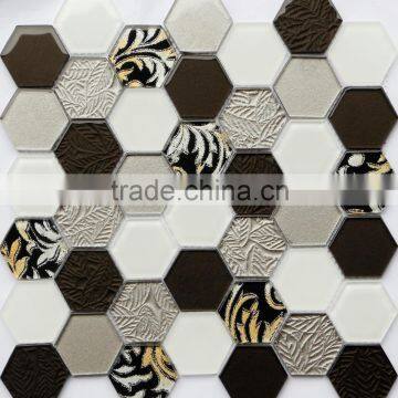 New! glass mosaic,hexagonal mosaic,inkjet mosaic HH5613