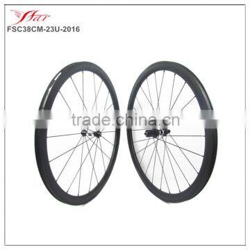 High Stiffness Far Sports 700C full carbon fiber wheels, 38mmx23mm New U shape clincher carbon bicycle wheels with DT350S hub