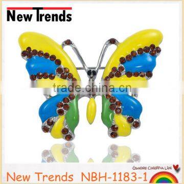 Yellow crystal butterfly wing brooches wholesale 2014