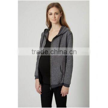 Wholesale plus size grey zip up hoodies maternity coat