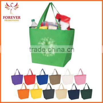 Custom Logo Printed Shopping Tote Recyclable Budget Reusable Green Non-woven Tote Shopping Bag