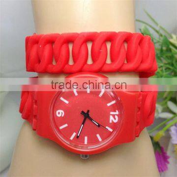 New Design Double-rings Watches Hot Style Fashion Silicone Watches Long Twist Watches Students Watch Silicone Wristband Watch