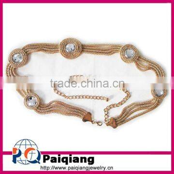 4 Row Metal Mesh Chain Belt with 5 Stone Station