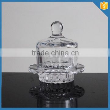 LXHY-3327 round mini glass butter dish jar with lid cover