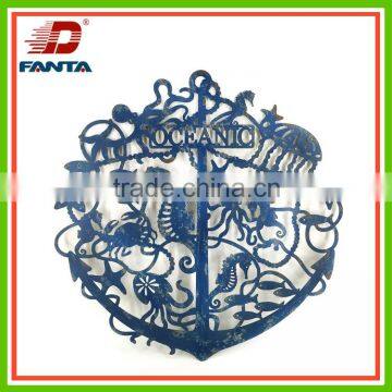 Round metal ocean animals style with hanger for wall decoration