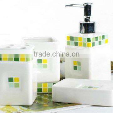 mosaic design square ceramic bathroom set