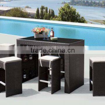 Susie Outdoor high bar chair stools with cushion stool rattan beach bar furniture table and chair