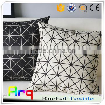 New design Korean/Japan modern style -Black and white linen cotton jacquard printed material for car cushion set, office cushion