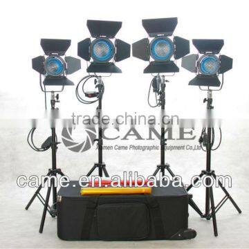 4pcs(2X650W 2X300W)Fresnel Tungsten Spot Lights Kit Video Film Broadcast Light