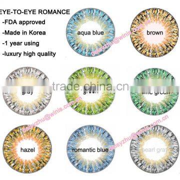 EYE-TO-EYE ROMANCE 14.5mm 3 tone yearly wholesale korean cosmetics colored contact lenses for eyes