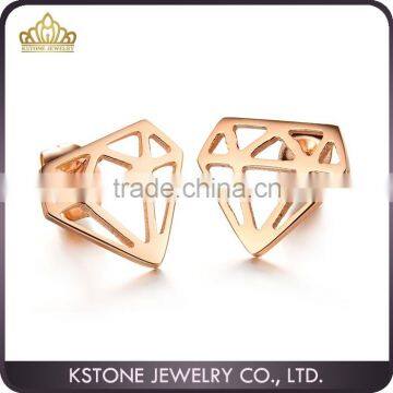 KSTONE Latest Fashion Rose Gold Plated Stainless Steel Shield Stud Earrings