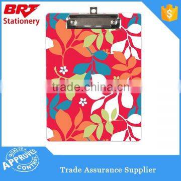 Plastic printed lovely flat clip clipboard