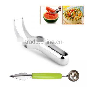 Amazon Hot Sale Eco-friendly Fruit & Vegetable Tools Set Stainless Steel Watermelon Slicer Corer & Dual-Purpose Melon Baller