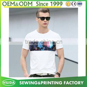 Wholesale high quality mens 100% cotton short sleeve prined t-shirt