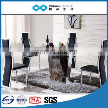 TB 8 seater table set artificial marble table top black style