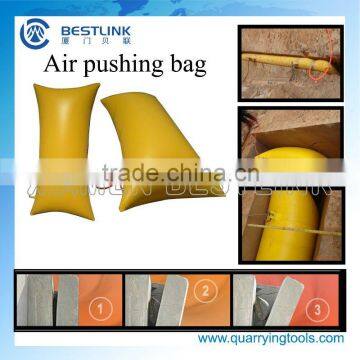 Stone block polymer quarrying pushing air bag