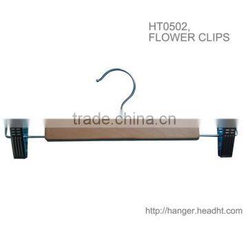 Our HEAD Basic HEAD wooden pants hanger style wooden bottom metal clips skirt hangers for display