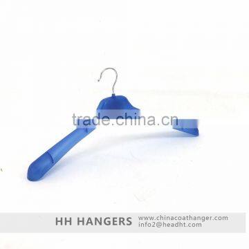 Semitransparent blue plastic suit clothing hanger