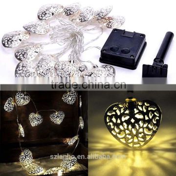 2016 Solar Powered String 12 Heart LED Light Outdoor Xmas Christmas Decoration WarmWhite