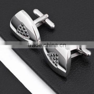 Wholesale Stainless Steel Black Mens Crystal Cufflinks