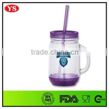 20oz Bpa Free Insulated Plastic Mason Jars Mug With Straw and Lid