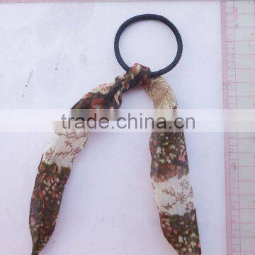 belt tail various floral printed chiffon elastic hair bands