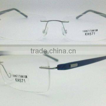 eye glasses square 100% naturally rimless titanium eyeglasses frames KH571