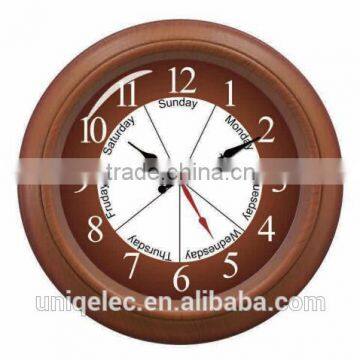 Plastic retro decorative week wall clock for elder