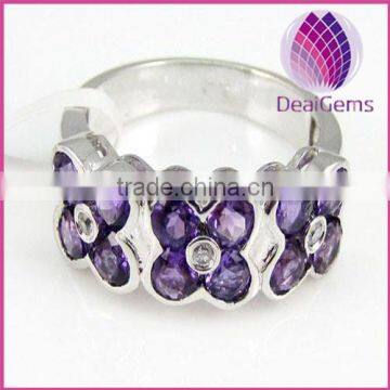 Wholesale Sterling Silver Ring with Amethyst Natural Gemstone Ring