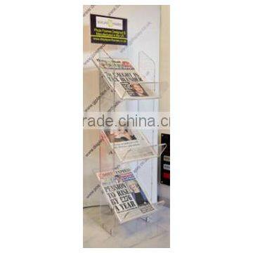 Acrylic Clear 3 tier Newspaper Stand (OS-F-084)