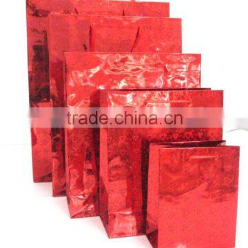 red hologram laser paper bag