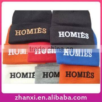 Homies embroidery wholesale fashion girls knit women knitted hip hop cap beanie hat