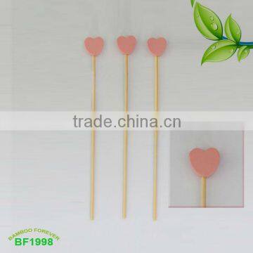 9cm Pink heartshape bamboo picks