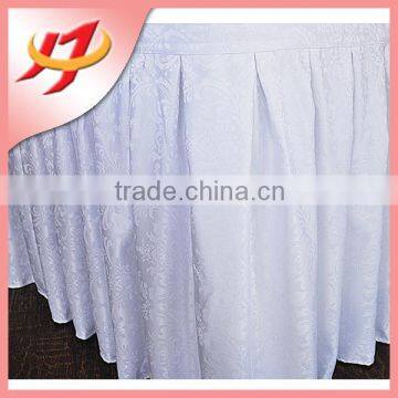 100% polyester jacquard fitted table skirt white