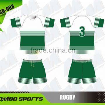 Custom sublimated rugby top and shorts