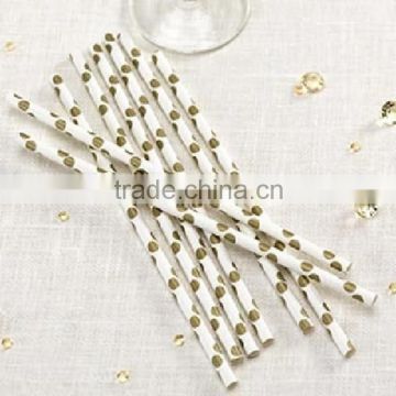 Disposable Chic Boutique Gold Polka Dot Paper Straws